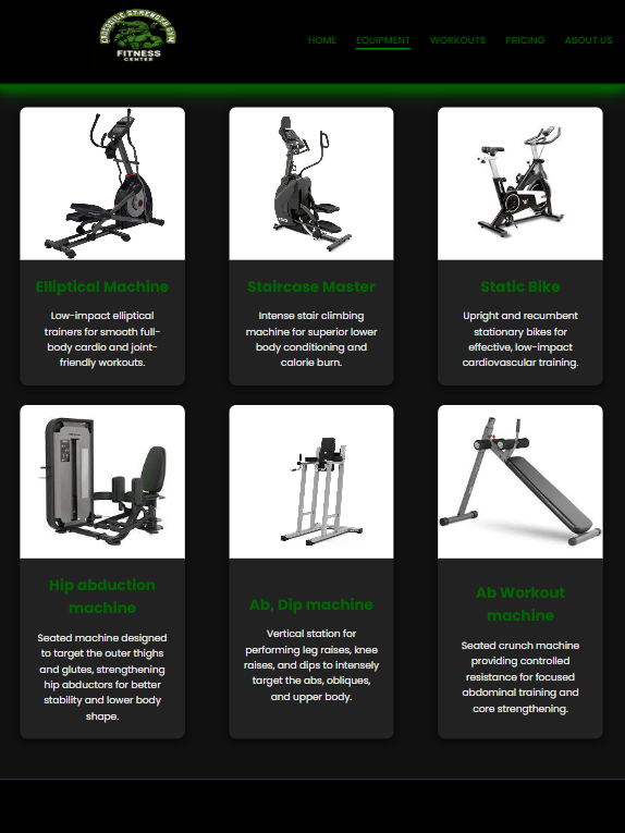 Gym website screenshot