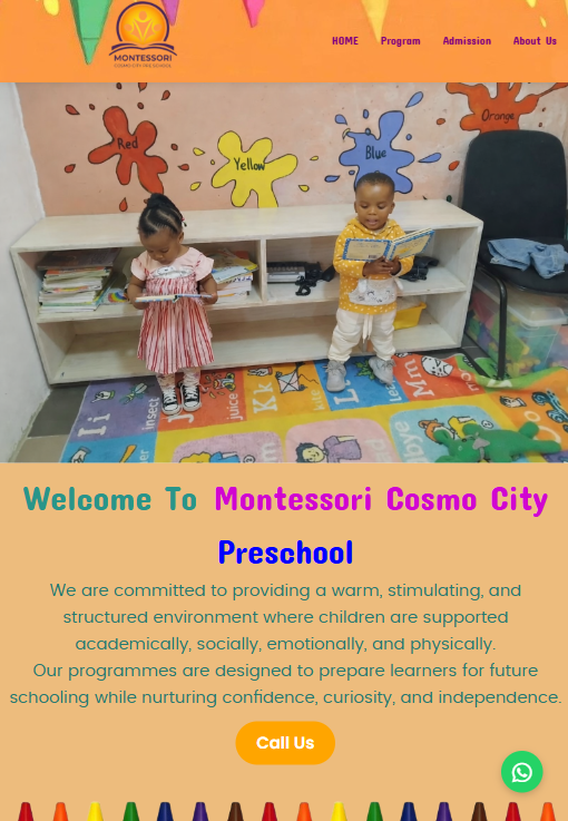 Montessori Cosmo City Pre-School Website Screenshot