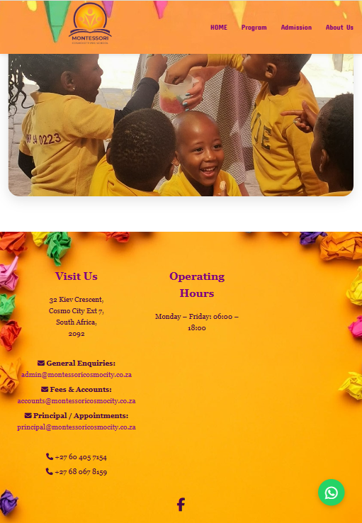Montessori Cosmo City Pre-School Website Screenshot