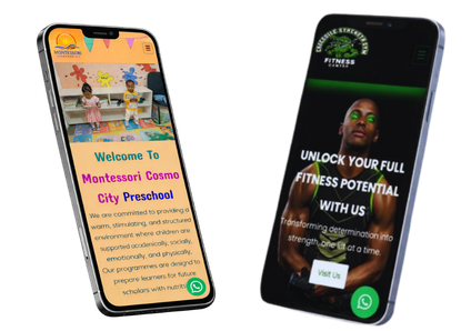 Websites designed by Thabani Tech Solutions displayed on mobile phones