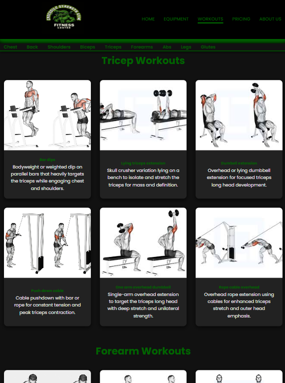 Gym website screenshot